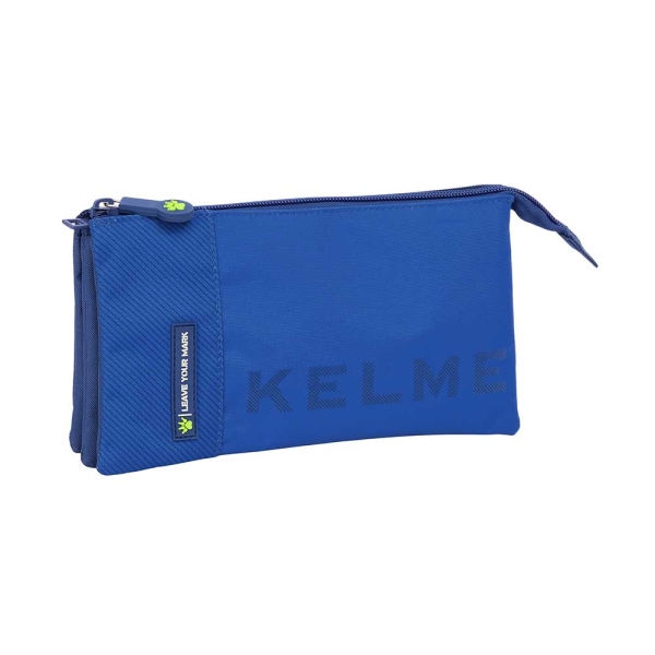 Safta Kelme Blue Portatodo - 3 Compartimentos con Cremalleras - Bolsillo Interior - 0.6L - 220x30x120mm - Color Azul