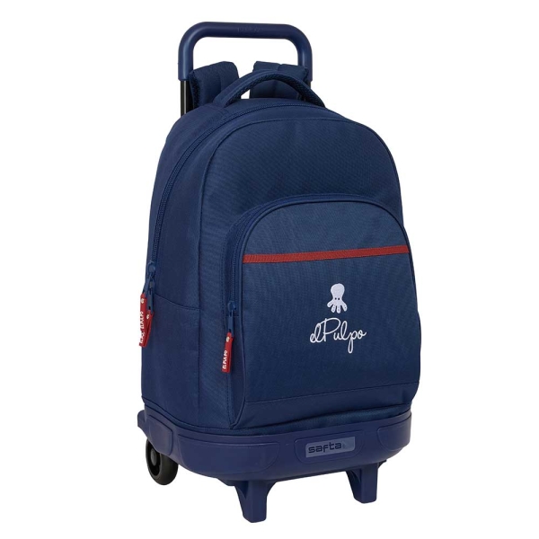 Safta el Pulpo Mochila con Carro - Extraible - Bolsillo Frontal - Portabotellas - Tirador Doble - Hombreras Acolchadas - Asa Acolchada - Tarjeta ID - 33L - 330x220x450mm - Color Azul Marino