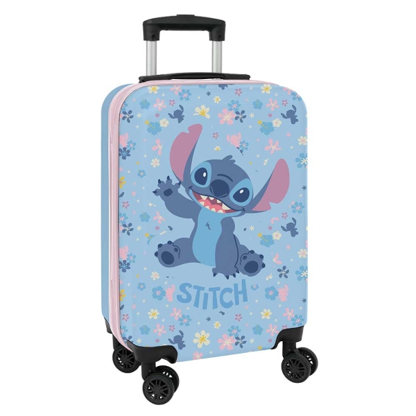 Safta Stitch Happy Maleta Trolley de Cabina 20” - Cierre con Candado - Bolsillo de Red - Panel con Cremallera - Cintas con PVC - Asa de PVC Flexible - 40.1 L - 345x200x550mm - Color Azul