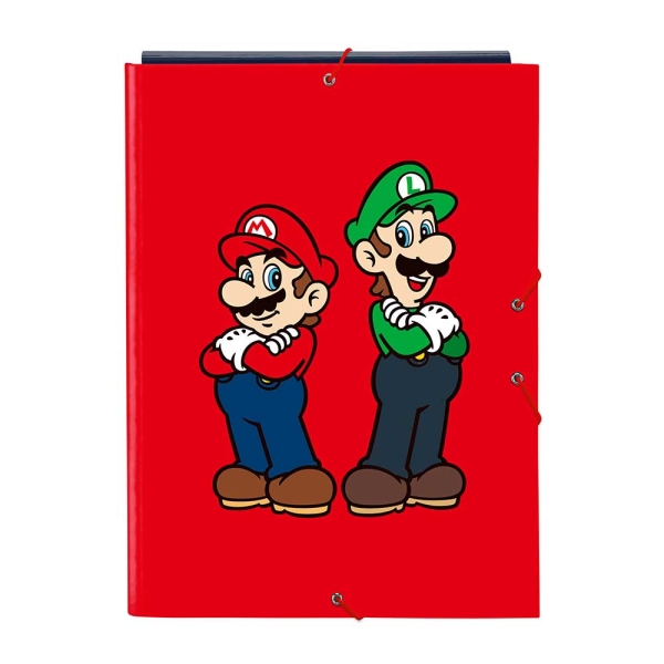 Safta Super Mario Mamma Mia Carpeta con 3 Solapas - Tapas Duras Forradas - Formato Folio - Cierre con Gomas - 260x25x335mm - Color Rojo