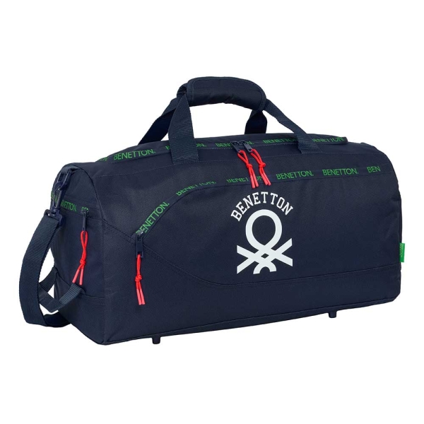 Safta Benetton Together Bolsa de Deporte - Bandolera Ajustable - Tirador Doble - Bolsillo Frontal - Bolsillos Laterales - Fondo Semirigido - Tacos en Base - 500x250x250mm - Color Azul Marino