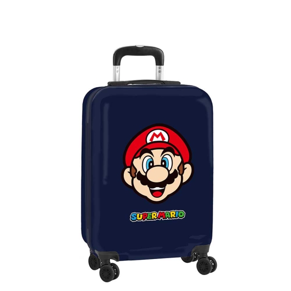 Safta Super Mario Mamma Mia Maleta Trolley de Cabina 20” - Cierre con Candado - Interior Forrado - Organizacion Interna - Ruedas Giratorias - 40L - 345x200x550mm - Color Azul Marino