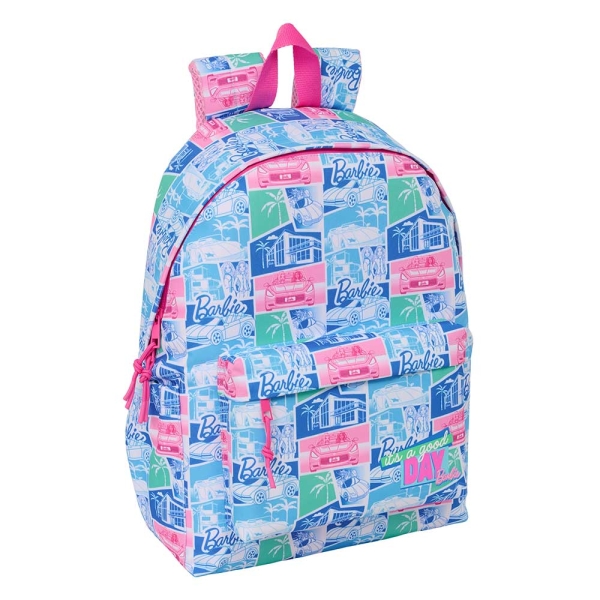 Safta Barbie Mochila para Portatil hasta 14.1" - Interior Acolchado - Bolsillo Frontal - Bolsillo Portabotellas - Tirador Doble - Hombreras Ergonomicas - Asa Superior - 310x130x430mm - Color Azul