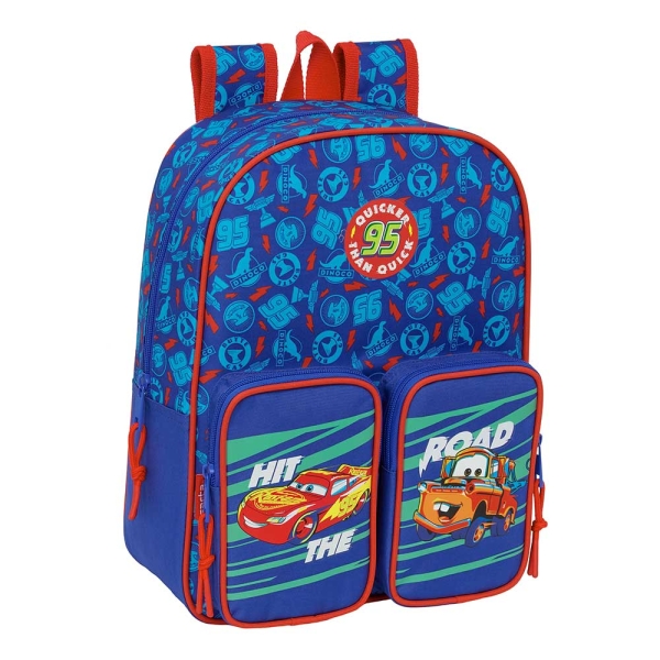 Safta Cars Mochila Infantil - Adaptable a Carro - Portabotellas - Hombreras Ergonomicas - Bolsillo Frontal - Asa de Mano Superior - 9L - 270x100x330mm - Color Azul