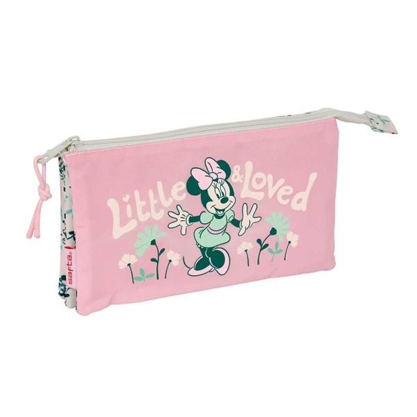 Safta Minnie Mouse Minty Portatodo - Cremallera - Bolsillo Interior - 0.60L - 220x30x120mm - Color Rosa Pastel