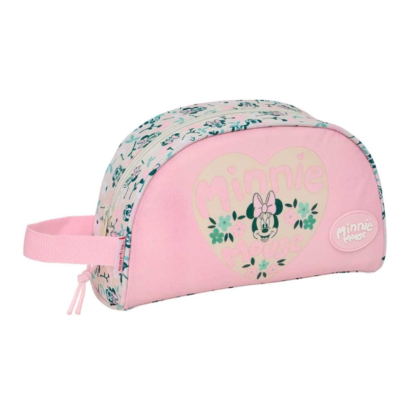 Safta Minnie Mouse Minty Neceser de 3.75L - Cremallera - Asa Lateral - Adapatable a Carro - Bolsillo Interior - 260x90x160mm - Color Rosa Pastel