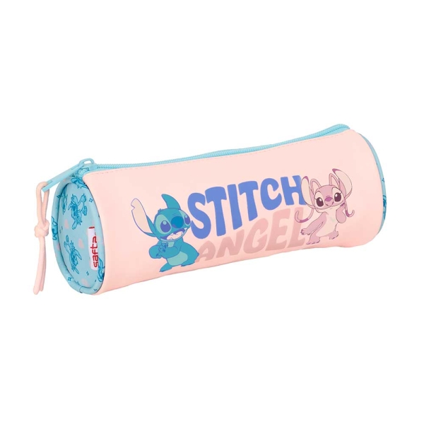 Safta Stitch Ohana Portatodo - Tirador Facil de Abrir - 1L - 200x70x70mm - Color Rosa Pastel