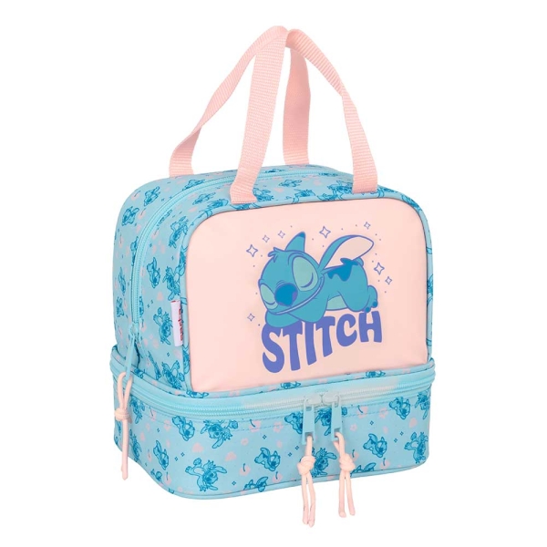 Safta Stitch Ohana Portameriendas de 6L - Asas Superiores - 200x150x200mm - Color Azul Claro