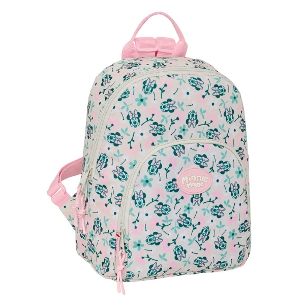 Safta Minnie Mouse Minty Mini Mochila - Bolsillo Frontal - Cremallera Doble - Bolsillo Trasero con Cierre - Hombreras Ajustables - Asa Superior - 250x130x300mm - Color Rosa Pastel