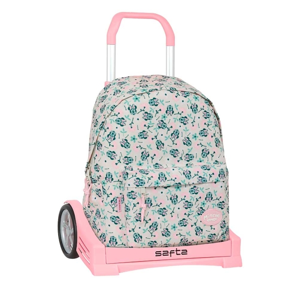Safta Minnie Mouse Minty Mochila para Portatil hasta 14.1" - Portabotellas - Tirador Doble - Espalda Acolchada - Asa Superior - Mochila Extraible - 17.35L - 310x130x430mm - Color Rosa Pastel