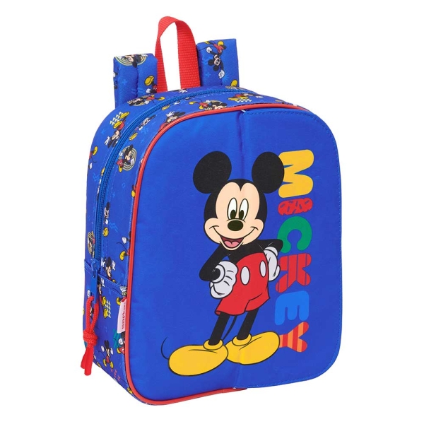 Safta Mickey Mouse Today Mochila Guarderia - Solapa Imantada - Adapatable a Carro - Cremallera - Tarjeta ID - Asa de Mano - 6L - 220x100x270mm - Color Azul