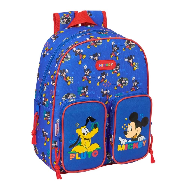 Safta Mickey Mouse Today Mochila Infantil - Adaptable a Carro - Portabotellas - Hombreras Acolchadas - Bolsillo Frontal - Asa Superior - 9.5L - 280x100x340mm - Color Azul