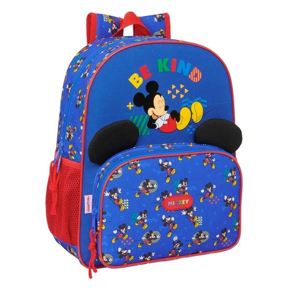 Safta Mickey Mouse Today Mochila - Adaptable a Carro - Portabotellas - Tirador Doble - Hombreras Ergonomicas Acolchadas - Bolsillo Frontal - Asa de Mano Superior - 15L - 320x120x380mm - Color Azul