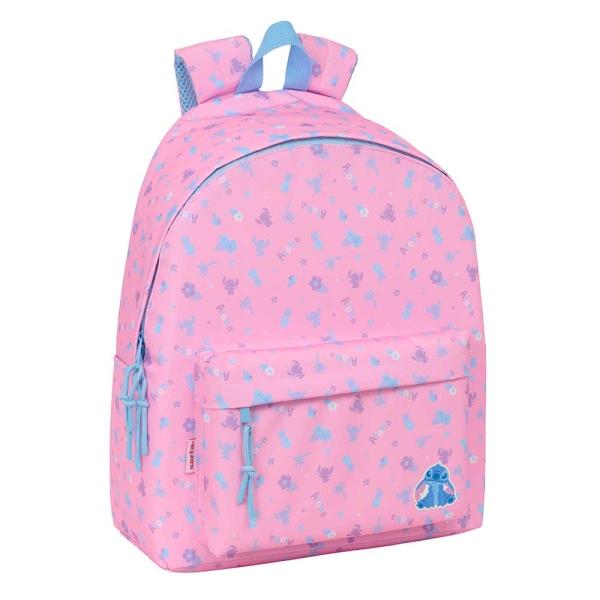 Safta Stitch Bright Mochila - Bolsillo Frontal - Hombreras Acolchadas - Doble Tirador en Cremallera - Asa Superior - 20.80L - 330x150x420mm - Color Rosa