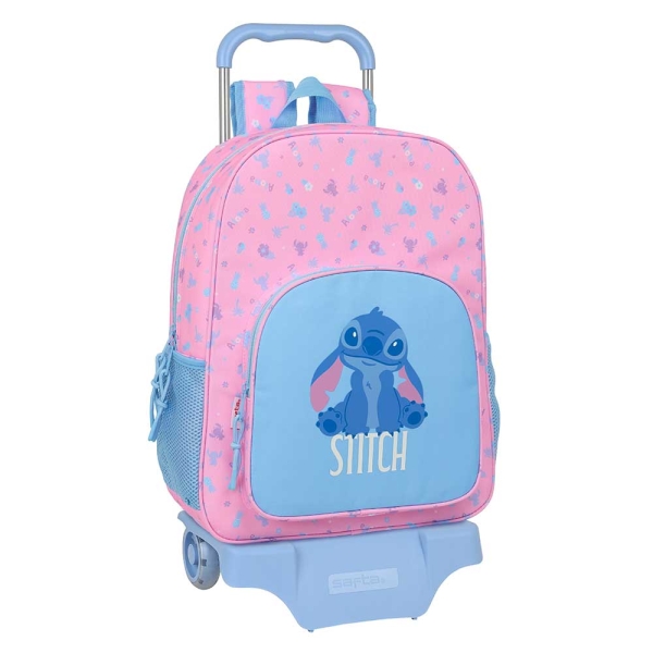Safta Stitch Bright Mochila con Carro - Bolsillos Laterales - Tirador Doble - Bolsillo Frontal - Hombreras Acolchadas - Asa Superior - Mochila Extraible - Ruedas de Goma - 330x140x420mm - Color Rosa
