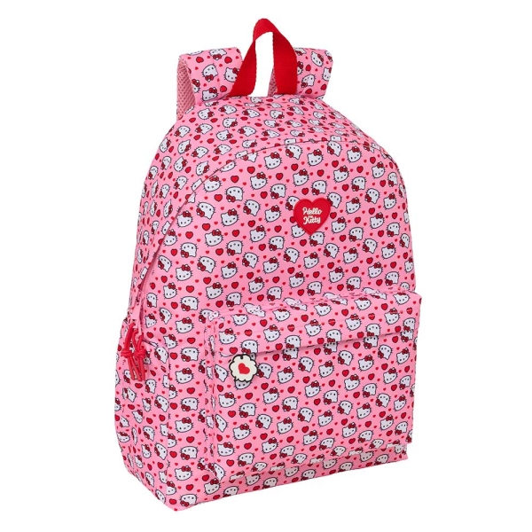 Safta Hello Kitty Mochila para Portatil hasta 14.1" - Interior Acolchado - Bolsillo Frontal - Portabotellas - Tirador Doble - Hombreras Ergonomicas - Asa Superior - 310x130x430mm - Color Rosa