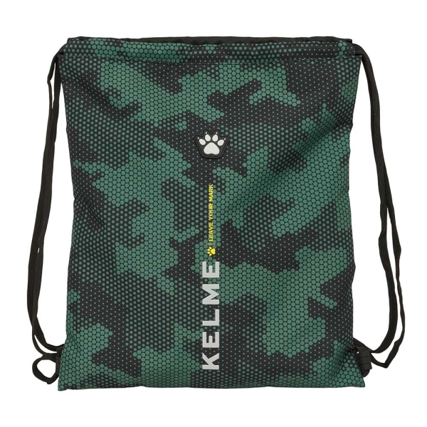 Safta Kelme Camo Saco Plano - Bolsillo con Cremallera - Cierre con Cordones - 5L - 350x10x400mm - Color Verde Camuflaje