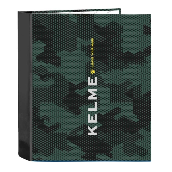 Safta Kelme Camo Carpeta con 4 Anillas 40mm - Tapas Duras Forradas - Formato Folio - 270x60x330mm - Color Verde Camuflaje