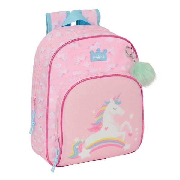 Safta Glowlab Kids Mochila Infantil - Adaptable a Carro - Portabotellas - Hombreras Acolchadas - Bolsillo Frontal - Asa Superior - 9.5L - 280x100x340mm - Color Rosa