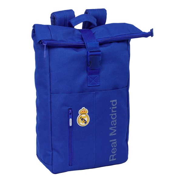 Safta Real Madrid Mochila para Portatil hasta 15.6" - Cremallera - Interior Acolchado - Bolsillo Frontal - Hombreras Acolchadas - Asa Superior - 15.3L - 280x130x420mm - Color Azul