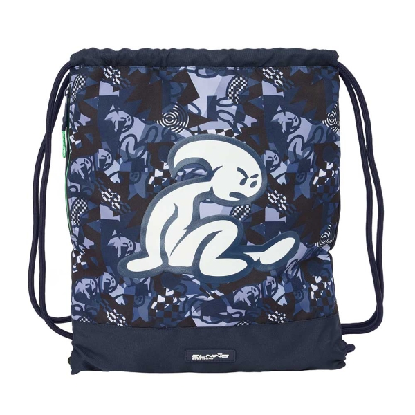 Safta el Niño Navy Saco Plano - Bolsillo con Cremallera - Cierre con Cordones - 5L - Ligero y Practico - Espacio Amplio - Facil de Transportar - 350x10x400mm - Color Azul Marino