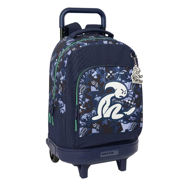 Safta el Niño Navy Mochila con Carro - Bolsillo Frontal - Portabotellas - Hombreras Acolchadas - Asa Acolchada - Tarjeta ID - Base Reforzada - 33L - 330x220x450mm - Color Azul Marino