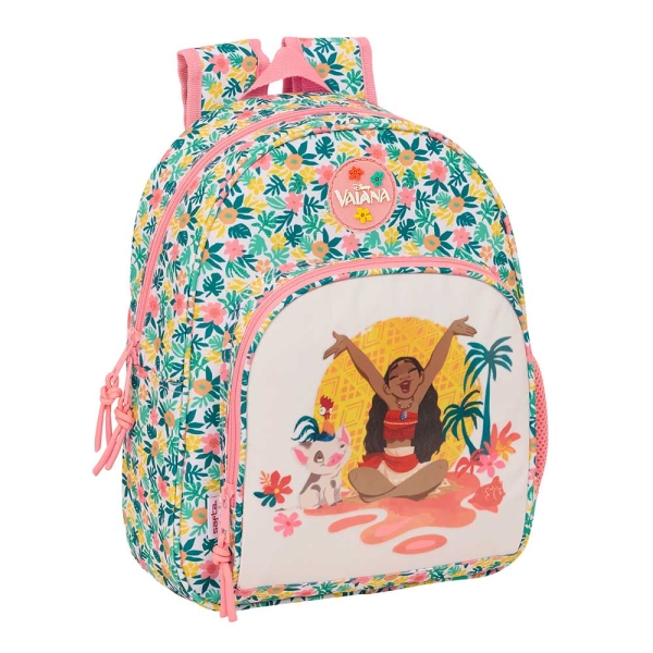 Safta Vaiana Mochila Infantil - Adaptable a Carro - Portabotellas - Hombreras Acolchadas - Bolsillo Frontal - Asa Superior - 9.5L - 280x100x340mm - Color Verde