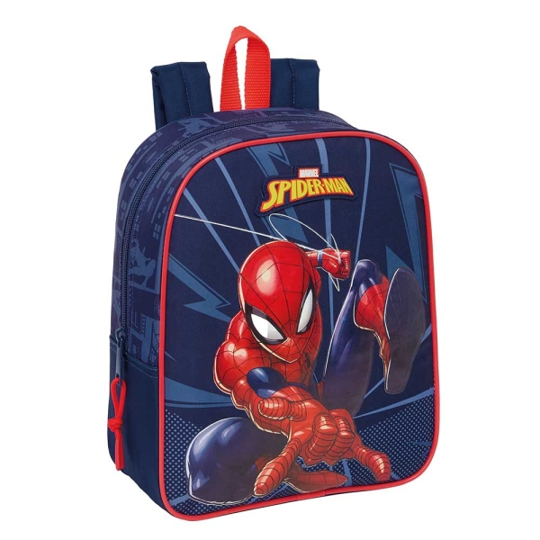 Safta Spider-Man Mochila Guarderia - Adaptable a Carro - Cremallera - Tarjeta de Identificacion - Asa Superior - 6L - 220x100x270mm - Color Azul Marino