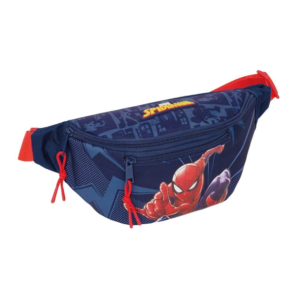 Safta Spider-Man Bolsa de Cintura - Cremallera - Cintas Ajustables - 2.49L - 230x90x120mm - Color Azul Marino