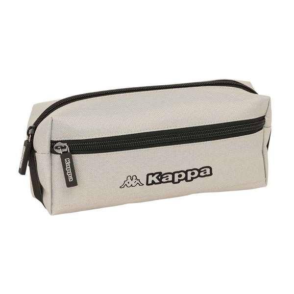 Safta Kappa Grey Portatodo - 3 Compartimentos con Cremalleras - Goma Elastica - 0.98L - 220x60x85mm - Color Negro y Gris