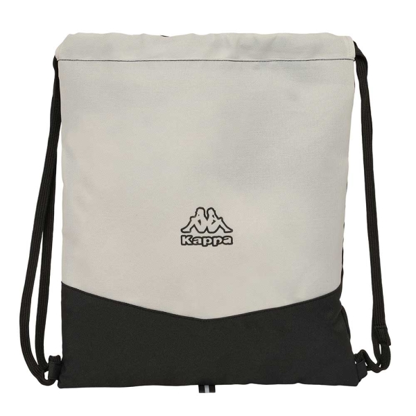 Safta Kappa Grey Saco Plano - Bolsillo con Cremallera - Cierre con Cordones - 5L - Ligero y Compacto - 350x10x400mm - Color Negro y Gris