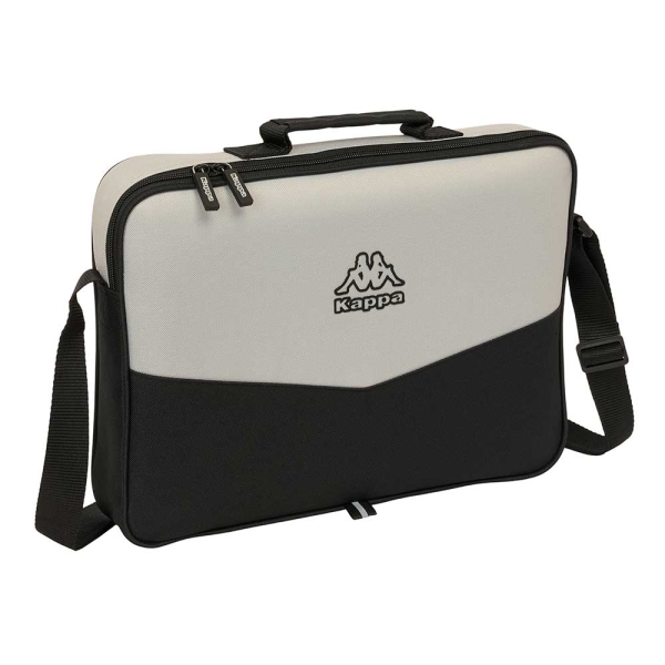 Safta Kappa Grey Maletin con Cremallera - Bandolera Ajustable - Asa Forrada - Doble Tirador - Fondo Semirigido - 6L - 380x60x280mm - Color Negro y Gris