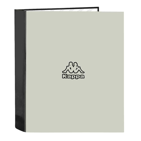 Safta Kappa Grey Carpeta con 4 Anillas 40mm - Tapas Duras Forradas - Formato Folio - 270x60x330mm - Color Negro y Gris