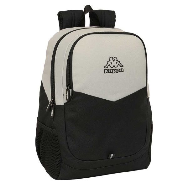 Safta Kappa Grey Mochila Adaptable a Carro - Portabotellas - Dos Compartimentos Grandes - Tirador Doble - Hombreras Ergonomicas y Acolchadas - Asa de Mano - 23L - 320x160x440mm - Color Negro y Gris