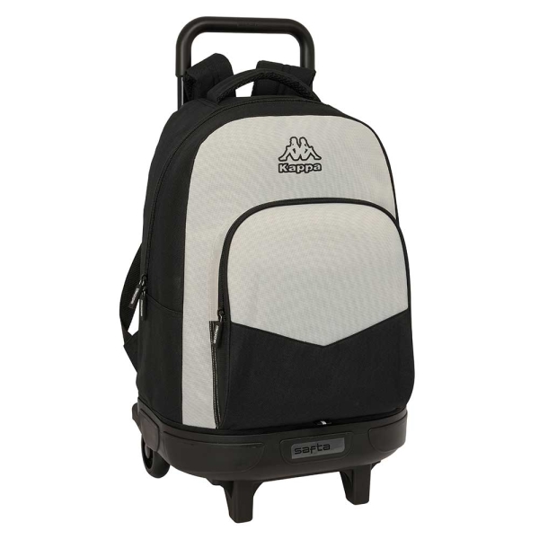 Safta Kappa Grey Mochila con Carro - Extraible - Bolsillo Frontal - Portabotellas - Hombreras Acolchadas - Asa Acolchada - Tarjeta ID - Bandeja PVC - 33L - 330x220x450mm - Color Negro y Gris