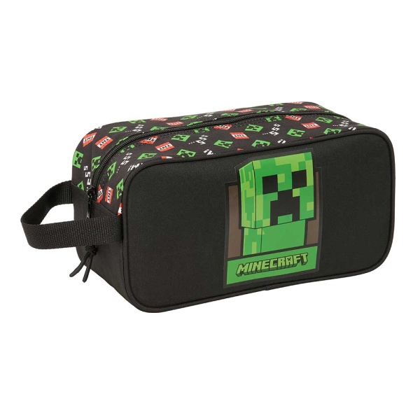 Safta Minecraft Zapatillero - Asa Lateral - 6L - Resistente - Facil Transporte - Resistente y Funcional - 290x140x150mm - Color Negro