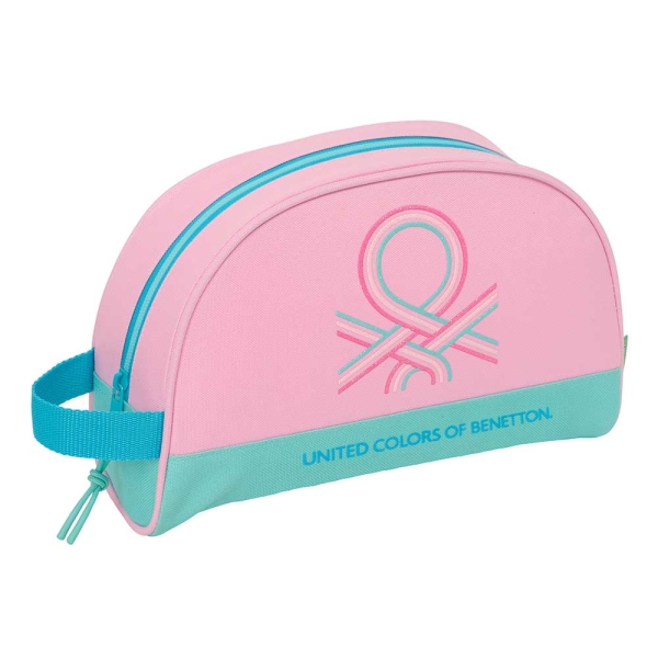 Safta Benetton Dolce Neceser de 5L - Cremallera - Asa Lateral - Adapatable a Carro - Bolsillo Interior - 280x100x180mm - Color Rosa Pastel