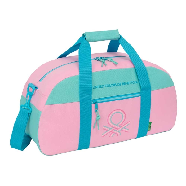 Safta Benetton Dolce Bolsa de Deporte - Bolsillo Frontal - Bandolera Ajustable - Cremallera Doble en Cierre - Tacos Protectores en Base - Fondo Extraible - 26L - 500x200x260mm - Color Rosa Pastel