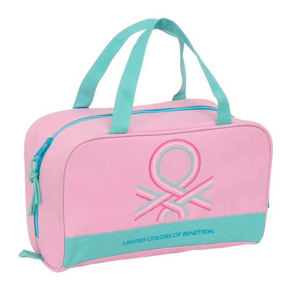 Safta Benetton Dolce Neceser de 8L - Cremallera - Asas de Mano Superiores - Interior Forrado - Bolsillo Interior - Tirador Doble - 310x140x190mm - Color Rosa Pastel