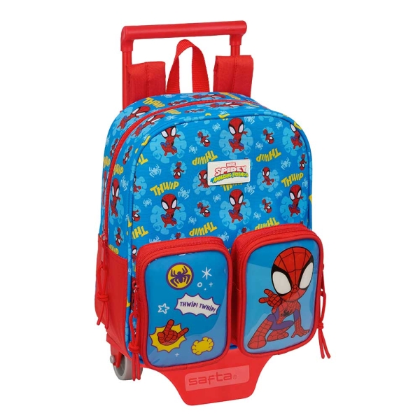 Safta Spidey Mochila con Carro - Tarjeta ID - Bolsillos Grandes - Mochila Extraible - Carro Resistente - Asa Superior - Medidas Abiertas - 6L - 220x100x270mm - Color Rojo y Azul