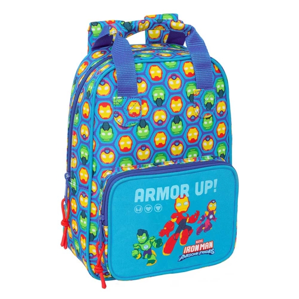 Safta Iron Man Mochila Infantil - Bolsillo Frontal - Tarjeta ID - Hombreras Acolchadas - Asa Forrada - 4.50L - 200x80x280mm - Color Azul