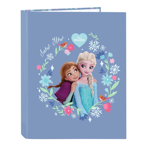 Safta Frozen Carpeta con 4 Anillas 25mm - Tapas Duras Forradas - Formato Folio - Resistente - 265x40x330mm - Color Azul