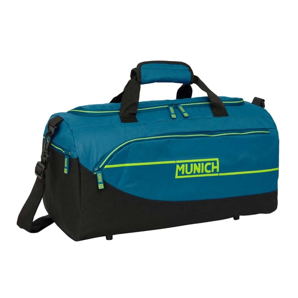Safta Munich Land Bolsa de Deporte - Bandolera Ajustable - Cremallera Doble - Bolsillo Frontal - Bolsillos Laterales - Fondo Extraible - Tacos en Base - 500x250x250mm - Color Azul Oscuro
