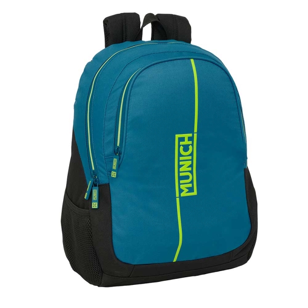 Safta Munich Land Mochila Adaptable a Carro - Portabotellas - Dos Compartimentos Grandes - Tirador Doble - Hombreras Ergonomicas - Asa de Mano - 23L - 320x160x440mm - Color Azul Oscuro