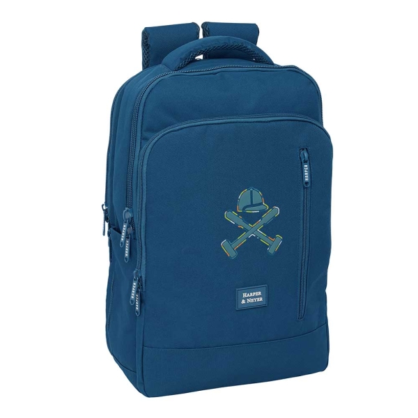 Safta Harper and Neyer Mochila para Portatil hasta 15.6" - Conector USB - Respaldo Acolchado Ergonomico - Portabotellas - Bolsillo Frontal - Tirador Doble - 290x150x440mm - Color Azul Marino