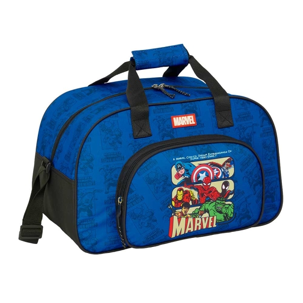 Safta Avengers Bolsa de Deporte - Bolsillo Frontal - Bandolera Ajustable - Asa Forrada - Doble Tirador - Tacos Protectores - Fondo Semirigido - 22L - 400x230x240mm - Color Azul Oscuro