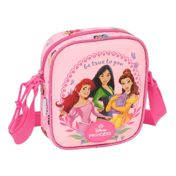 Safta Princesas Disney Bolsito con Bandolera - 1L - Material Duradero - Facil de Limpiar - Atractivo y Magico - 160x40x180mm - Color Rosa