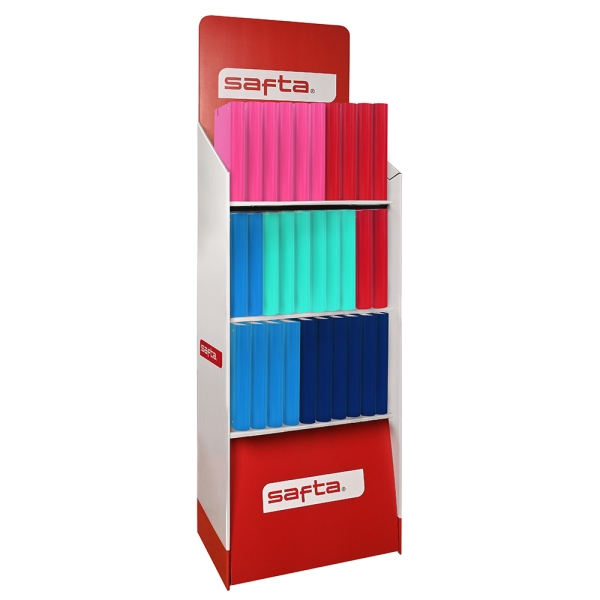 Safta Expositor de Papeleria - Capacidad de 335.4L - Estructura Robusta y Duradera - Presentacion Ordenada y Atractiva - 600x380x1900mm - Colores Surtidos