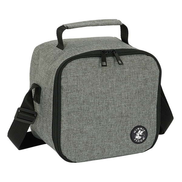 Safta Minnie Mouse Grey Bolsa Isotermica Porta Alimentos 4.4L - Cremallera - Interior Forrado de Aluminio - Bandolera Ajustable - Repelente al Agua - Asa Superior - 200x150x200mm - Color Gris