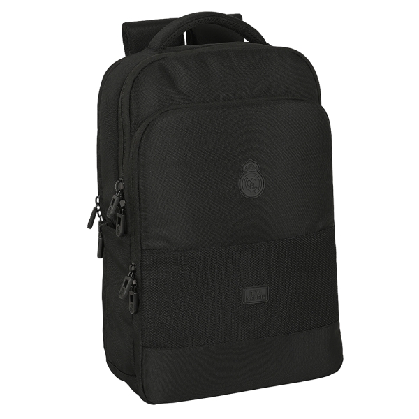 Safta Real Madrid Premium Mochila para Portatil hasta 15.6" - Conector USB - Hombreras Acolchadas - Portabotellas - Organizador - Cremalleras Dobles - 19.15L - 290x150x440mm - Color Negro